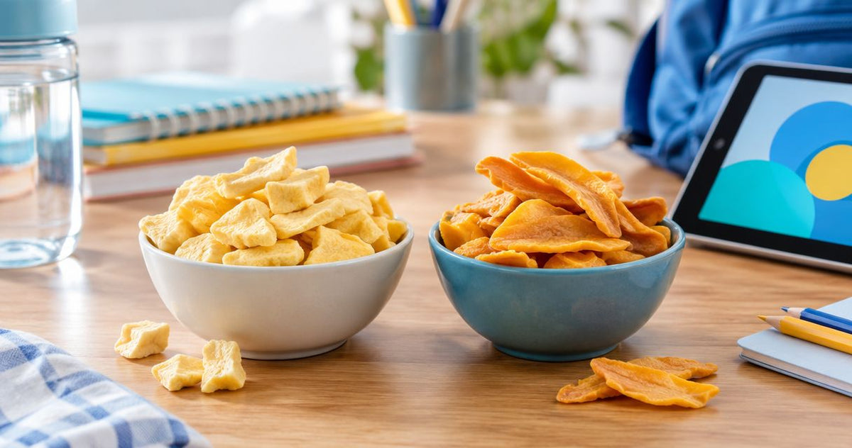 Freeze-dried mango or chewy dried mango for school snacks?