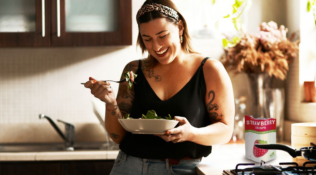 Eating a healthy salad