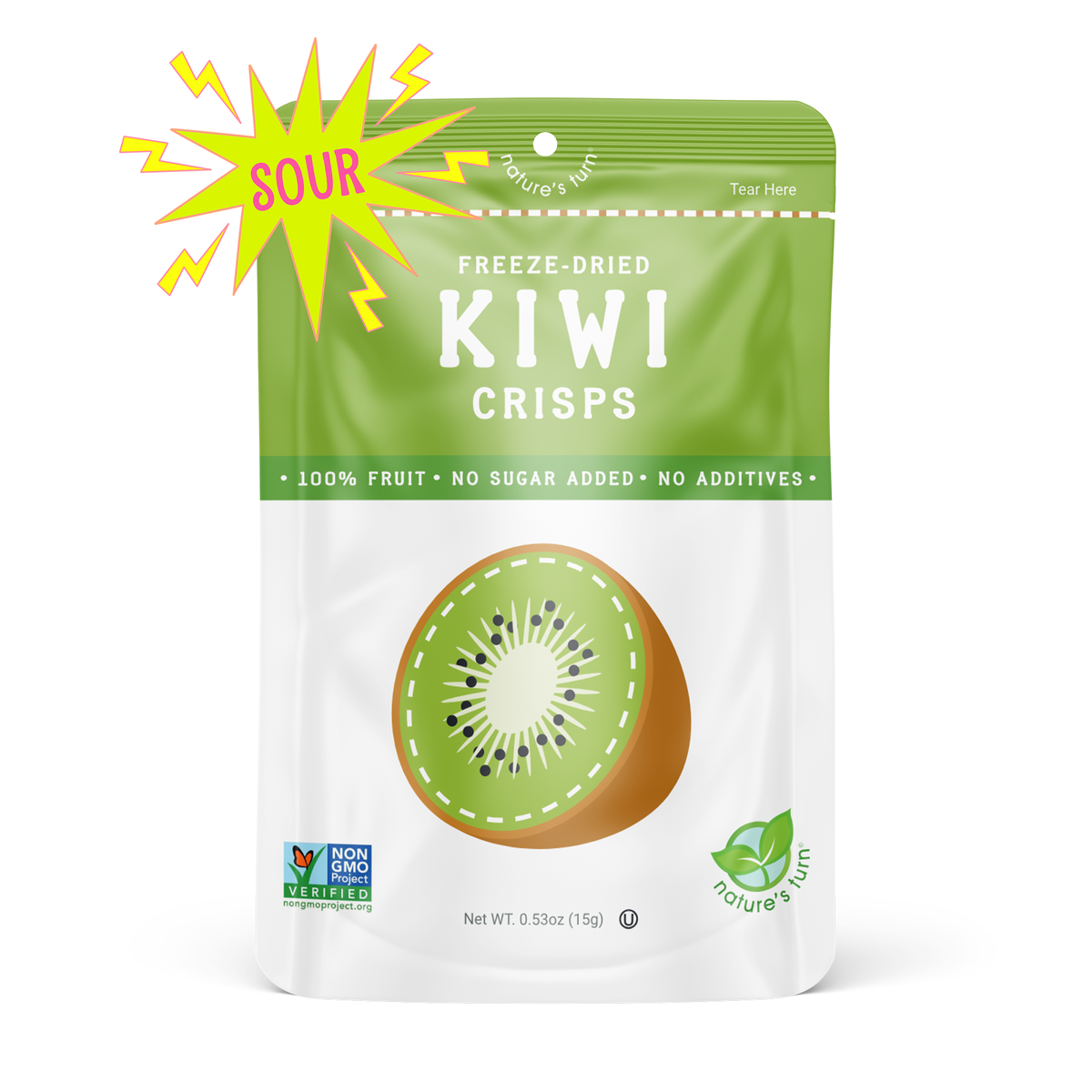 Nature's Turn Freeze-Dried Sour Kiwi Crisps - Front of Package
